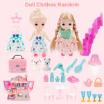 deAO Kids Dollhouse Playset Portable Dollhouse Toy Girls Pretend Playhouse with Furniture & Figures 2 in 1 Playhouse Set Birthday Toys for Age 3-6 Year Old Kindergarten Toddlers Preschoolers