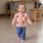 Infant Baby Girl Cardigan Sweaters Toddler Floral Embroidery Button Up Knit Tops Fall Winter Knitwear Clothes
