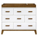 Babyletto Scoot 6-Drawer Dresser in White and Natural Walnut, Greenguard Gold Certified