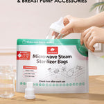 dearlomum Microwave Steam Sterilizer Bag for Baby Bottles 8 Count (20 Uses Per Bag), Reusable Travel Sterilization Pouches, Disinfection Container for Baby Pacifiers and Breast Pump Accessories