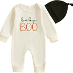 Ledy Champswiin 2Pcs Neutral Outfits Newborn Baby Boy Girl Pumpkin Romper Jumpsuit My 1st Halloween Clothes with Hat