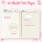 Xqumoi 2 Pack A5 Coquette Pink Bow Spiral Notebooks - Preppy Cute Ruled Journal Writing Notebooks Trendy Girly Gift for Girls Women Christmas Back to School Office Supplies