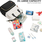 LOVEVOOK Diaper Bag Backpack, Baby Bag with Changing Station, Large Diaper Backpack for Mom Dads, Waterproof Mommy Bag for Boy and Girl, Travel Essential Baby Shower, Black-Beige
