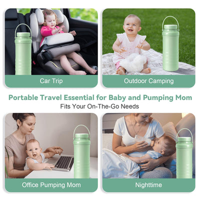 Portable Breast Milk Cooler Bottle - 22oz Capacity Breastmilk Chiller for Travel Mom, 360° Cooling Keeps Milk Fresh for 24 Hours, Breastfeeding Essentials with 2pcs Bottle for Breastmilk Storage