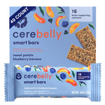 Cerebelly smart bars packaging with blue background and colorful design