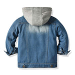CM C&M WODRO Baby Boys Girls Denim Jacket Kids Toddler Button Down Jeans Jacket Top Coat Outerwear (Hoodie-Grey, 3-4T)