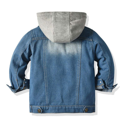 CM C&M WODRO Baby Boys Girls Denim Jacket Kids Toddler Button Down Jeans Jacket Top Coat Outerwear (Hoodie-Grey, 3-4T)
