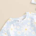 FYBITBO Newborn Infant Baby Girls Clothes Summer Daisy Romper Short Sleeve Bodysuit Cute Outfit One Piece Clothing (Floral-Blue, 0-3 Months)