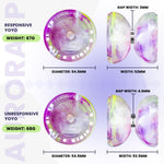 MAGICYOYO K3 Aurora-P Crystal Yoyo for Kids & Beginners, Responsive & Unresponsive Yo Yo with Finger Spin Design+Extra Bearing+12 Yo-yo Strings & Storage Bag, Great Gift for Boys Girls(Purple&White)