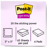 Post-it Super Sticky Notes, 3x3 in, 6 Pads, 2X The Sticking Power, Energy Boost Collection, Bright Colors (Orange, Pink, Blue, Green),Recyclable (654-6SSAU)