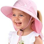Camptrace Toddler Kids Sun Hats with Neck Flap UPF 50+ UV Protection Wide Rigid Brim Boys Girls Beach Swim Sunhat