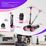 Nattork Kids Scooter for Age 3-5, Toddler Scooter with 4 Adjustable Height for Boys & Girls, Light Up 3-Wheels Foldable Kick Scoote, Lean to Steer, 120LB Weight Capacity Age 5-8 Pink