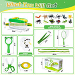 YongnKids Bug Catcher for Kids,28 Pcs Bug Catching Kit with Butterfly Net Magnifying Glass Insect Catcher Tweezers, Insects & Insect Cognition Cards,Outdoor Explorer Kit for Kids Age 3 4-8