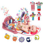 dearlomum Baby Play Mat Baby Gym,Funny Play Piano Tummy Time Baby Activity Mat with 5 Infant Sensory Baby Toys, Music and Lights Boy & Girl Gifts for Newborn Baby 0 to 3 6 9 12 Months (Pink)