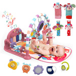 dearlomum Baby Play Mat Baby Gym,Funny Play Piano Tummy Time Baby Activity Mat with 5 Infant Sensory Baby Toys & 4 Wrist Rattle Socks, Boy & Girl Gifts for Newborn Baby 0 to 3 6 9 12 Months(Pink)