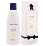 Noodle & Boo soothing body wash bottle and packaging on a white background