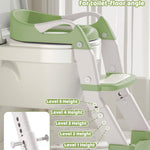 Wanchouse 3-in-1 Potty Training Seat & Training Toilet & Potty Chair, Height AdjustableToddler Toilet Seat for Kids, Foldable Potty Training Toilet with Splash Guard & Anti-Slip Steps (Green)