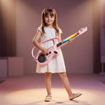 Stringless Guitar, Multi-Functional Electronic Guitar Toy Set, Musical Toy with Music and Lights, Children's Music Trainer, Toddler Instrument, Boys, Preschool Educational Toy Gift (Pink)
