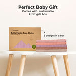 5-Pack Muslin Burp Cloths Baby Boy, Girl - Very Absorbent Baby Burp Cloth Rags, 8-Layers Viscose Derived from Bamboo Cotton Muslin Towel, Super Soft Spit Up Rags, No Shrink Washcloths (Mauve)