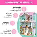 Delta Children MySize Dollhouse - Large 3-Story Dollhouse with 7 Rooms Includes 12 Accessories - Fits 12-inch Dolls - Pretend Play Dream Gift for Ages 3+