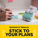 Post-it Dispenser, Sticky Note Holder, White Cat Design, Includes 45 Pop-Up Sheets of 3 in x 3 in Pink, Sticky Notes Holder for Desk, Classroom or Office Supplies