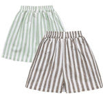 Ashmyova Classic Shorts for Boys Thin Cotton Stripe Elastics Waist Casual Summer Toddler Shorts Lightweight 2Pcs Size 6-12 Months
