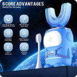 RexCodar Ultrasonic Kids U Shaped Electric Toothbrush,4 Brush Head,Age 6-12