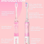 SEAGO Kids Electric Toothbrush, Timer, LED Light, AAA-Powered, 4 Heads