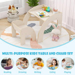 Costzon Kids Table and Chairs, Montessori Weaning Wooden Desk and Chair w/Wide Tabletop, Curved Edges, Space-Saving Design for Kids' Room, Nursery and Playroom, Toddler Table and Chair Set (Beige)