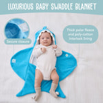 BlueMello Baby Shark Swaddle Blanket | Ultra-Soft Wearable Essential for Infants 0-6 Months | Adorable Shark Receiving Swaddling Wrap for Newborn Boy | Perfect Baby Girl Shower Gift for Baby Registry