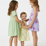 PATPAT Girls 3-Pack Dresses Floral & Solid Skater Soft Cotton Summer Outfits for School, Playdates & Daily Wear 5–6 Years