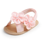 Kutterild Baby Girl Sandals Flower Bowknot Soft Sole Anti Slip Rubber Wedding Dress Flats Toddler First Walking Shoes (Pink Flower, 0_months-6_months)