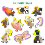 Skillmatics Step by Step Puzzles - 40 Piece Jigsaw & Toddler Puzzle, Montessori Educational Toy for Boys & Girls, Farm Animals, Travel Friendly, Gifts for Kids Ages 3, 4, 5 and Up