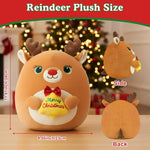 Christmas Reindeer Stuffed Animal, Cute Santa Stuffed Reindeer Plush Toys Decoration, Soft Christmas Deer stuffy Gifts for Kids Girls Baby Teens, Xmas Deer Plush Elk Pillow Home Party Decor