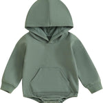 Thorn Tree Newborn Baby Boys Hooded Sweatshirt Long Sleeve Solid Romper Infant Baby Fall Winter Spring Outfits