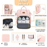 ROSEGIN Pink Diaper Bag Backpack for Baby Girls - Perfect Baby Shower Gifts, with Changing Pad, Pacifier Case, Insulated Pockets, Stroller Straps, 35L Large Capacity - Cute, Stylish