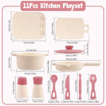 TYRY.HU 11Pcs BPA Free Kids Play Kitchen Accessories Toy, Silicone Pretend Play Food Sets,Cooking Toys Set with Pots & Pans,Pretend Cooking Toys, Montessori Learning Gifts for Toddlers 1-3,Pink
