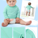 Feyoyi Baby Todder Rash Guard Shirts SPF Long Sleeve Swim Shirts Sun Protection Rashguard Swimwear for Baby Boys Girls Aqua,18-24 Months