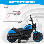 Costzon Toddler Motorcycle, 6V Battery Powered Electric Motorcycle with Detachable Training Wheels, Soft Start, Headlights & Music, Kids Motorcycle Ride on Toy for Toddlers Boys Girls 18+ Months(Blue)