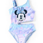 Disney Mickey and Friends Minnie Mouse Girls One Piece Swimsuits UPF 50 Waist Cutout Bathing Suits Summer Beach Purple for Swimming Pool Size 3-4T