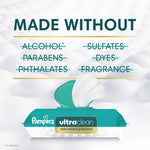 Pampers Ultraclean Baby Wipes (Previously 'Free & Gentle'), 99% Water, Hypoallergenic, Unscented, 100% Plant Based, Plastic-Free, 936 Wipes Total (12X Flip-Top Packs)