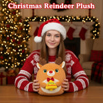 Christmas Reindeer Stuffed Animal, Cute Santa Stuffed Reindeer Plush Toys Decoration, Soft Christmas Deer stuffy Gifts for Kids Girls Baby Teens, Xmas Deer Plush Elk Pillow Home Party Decor