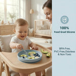 Qyeejong Classic Toddler Plates with Suction 2 Pcs, BPA Free Silicone Baby Suction Plates, Stick Dinner Dishes for Baby Toddler Kids, Dishwasher Safe, Stackable