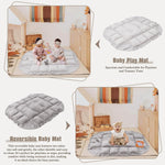 5-in-1 Plush Baby Play Gym & Activity Mat, Baby Play Mats, Baby Gym with Convertible Design, Tummy Time Mat with Pillow, 6 Sensory Toys for Newborn to Toddler, Grey