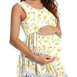 Xpenyo Womens Maternity Tank Top Sleeveless Lace Crochet Trim Peplum Cami Shirts Apricot Floret M