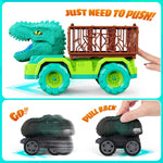JoyBuilders 18 in 1 Dinosaur Toys for Kids 3-5, Dinosaur Truck Toys for Kids with 2 Pull Back Cars, 8 Dino Figures, Dinosaur Toys for Boys and Girls, Birthday Party Favors&Christmas Presents for Kids