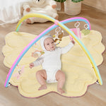 2PM SPORTS Pink Butterfly Theme Baby Play Mat, Tummy Time Play Mat for Infant Newborn, Baby Play Gyms & Playmats for Girl 0-6 6-12 Months, Activity Gym 5 Detachable Toys，Gimnasio para Bebes 0-12 Meses