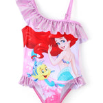 Disney Princess Girls Swimsuits Ariel Mermaid Ruffle One Piece Bathing Suits Sport Summer Beach Swimwear Pink Quick Dry for Toddler Girls Size 3T