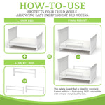 Safety Guard Rail for Baby, Kids, and Children - Solid Wood Safety Bed Rail for Toddlers - Easy Installation - Premium Protection for Bunk, Twin, Full, Queen and King Size Beds - (Bianca White-Delta)