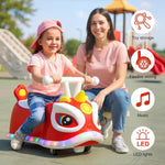 Wiggle Car Toy with 4 Wheels, Indoor Outdoor No Batteries Gears Pedals Ride-on Toy with Handle, Just Twist Wiggle Go Swing Car Toy for Kids Ages 2-4 Red